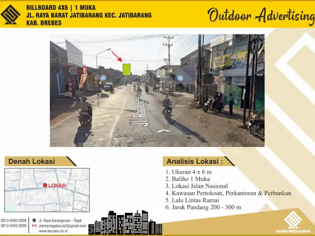 Sewa Titik Billboard di Brebes, Jl. Raya Barat Jatibarang, Jatibarang, Jatibarang Lor, Kec. Jatibarang, Kabupaten Brebes