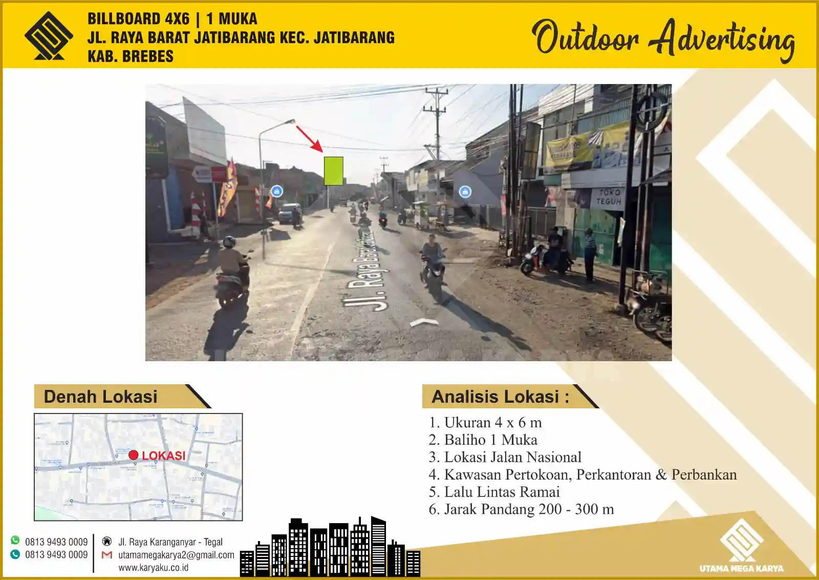 Sewa Titik Billboard di Brebes, Jl. Raya Barat Jatibarang, Jatibarang, Jatibarang Lor, Kec. Jatibarang, Kabupaten Brebes