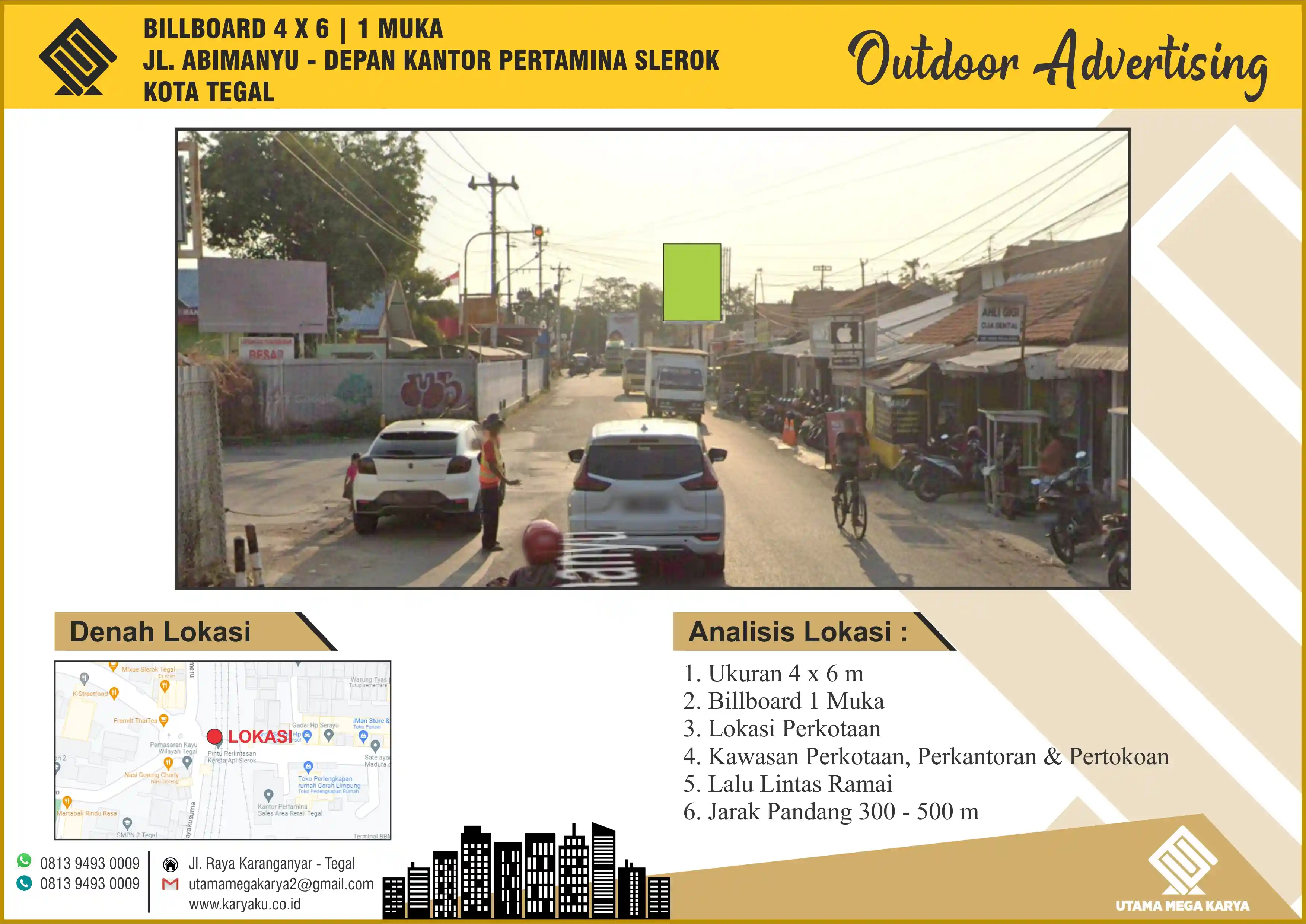 Sewa Titik Billboard di Kota Tegal, Jl. Abimanyu - Depan Kantor Pertamina Slerok, Kota Tegal