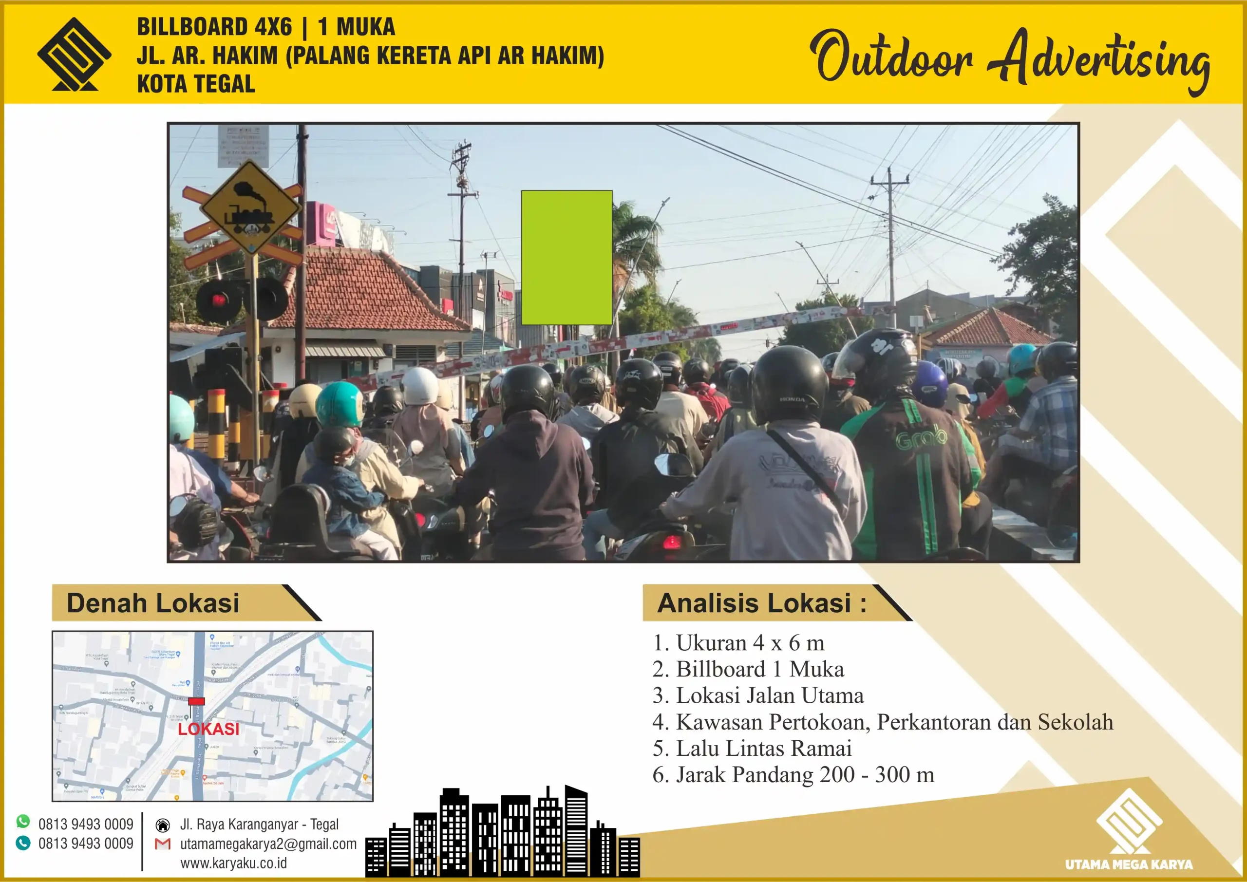 Sewa Titik Billboard di Kota Tegal, Jl. AR. Hakim (Palang Kereta Api Ar Hakim), Kota Tegal
