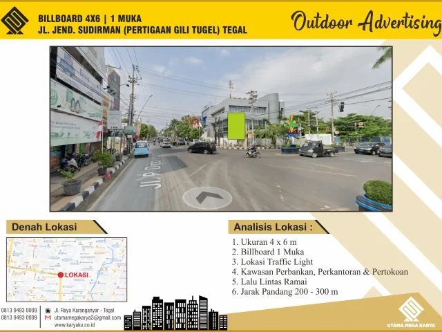 Sewa Titik Billboard di Kota Tegal, Jl. Jend. Sudirman (Pertigaan Gili Tugel), Kota Tegal