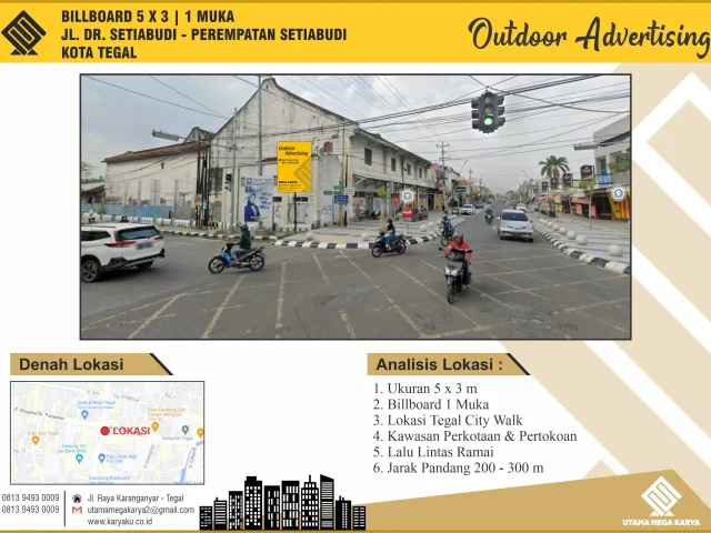 Sewa Titik Billboard di Kota Tegal, Jl. DR. Setiabudi - perempatan setiabudi, Kota Tegal