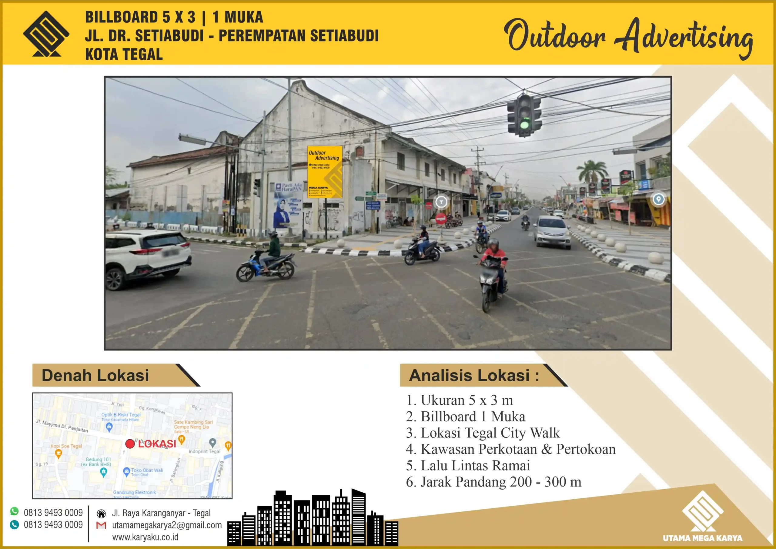 Sewa Titik Billboard di Kota Tegal, Jl. DR. Setiabudi - perempatan setiabudi, Kota Tegal
