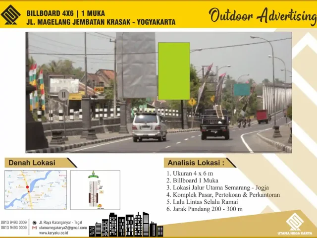 Sewa Titik Billboard di Magelang, Jl. Magelang Jembatan Krasak - Yogyakarta