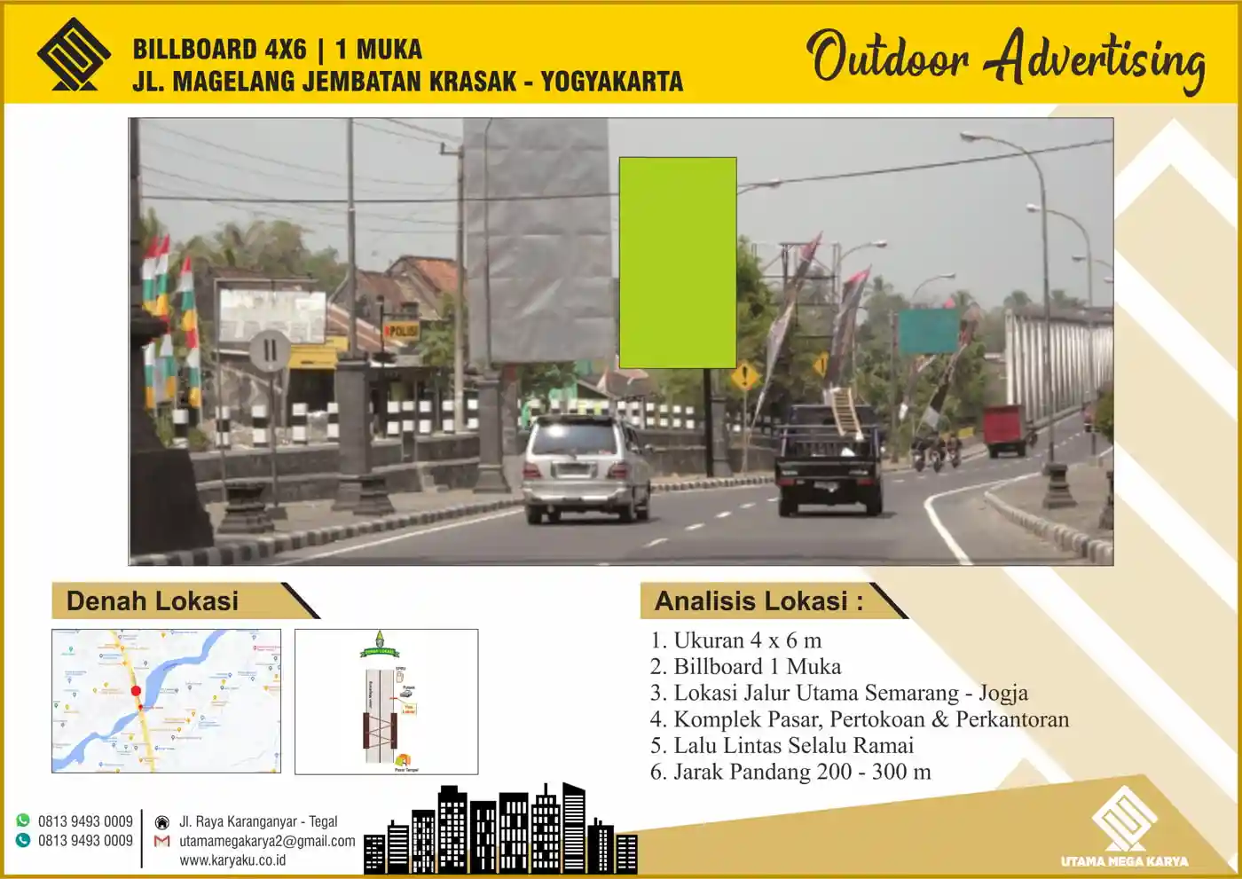 Sewa Titik Billboard di Magelang, Jl. Magelang Jembatan Krasak – Yogyakarta
