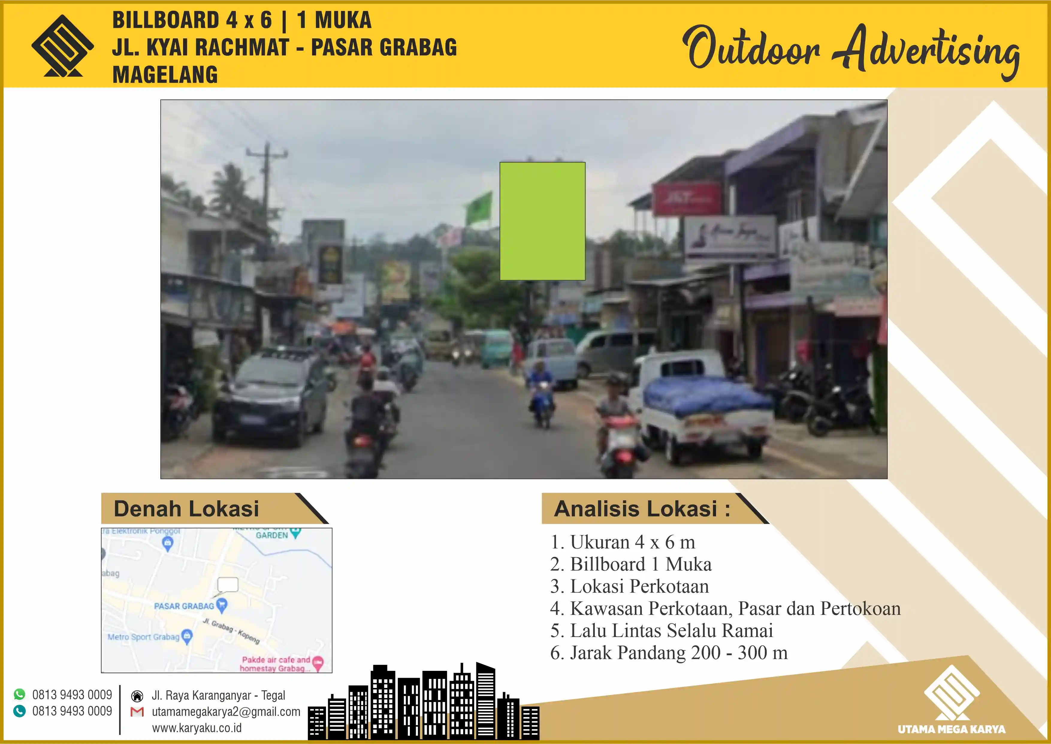 Sewa Titik Billboard di Magelang, Jl. Kyai Rachmat - Pasar Grabag, Magelang