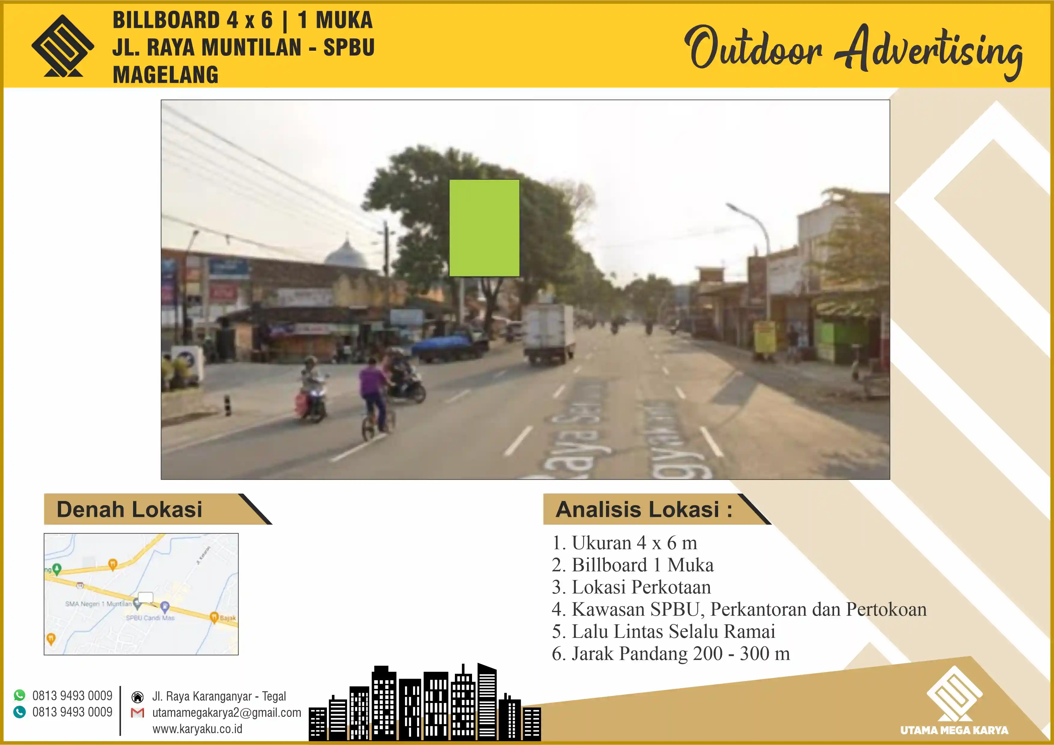 Sewa Titik Billboard di Magelang, Jl. Raya Muntilan - SPBU Magelang