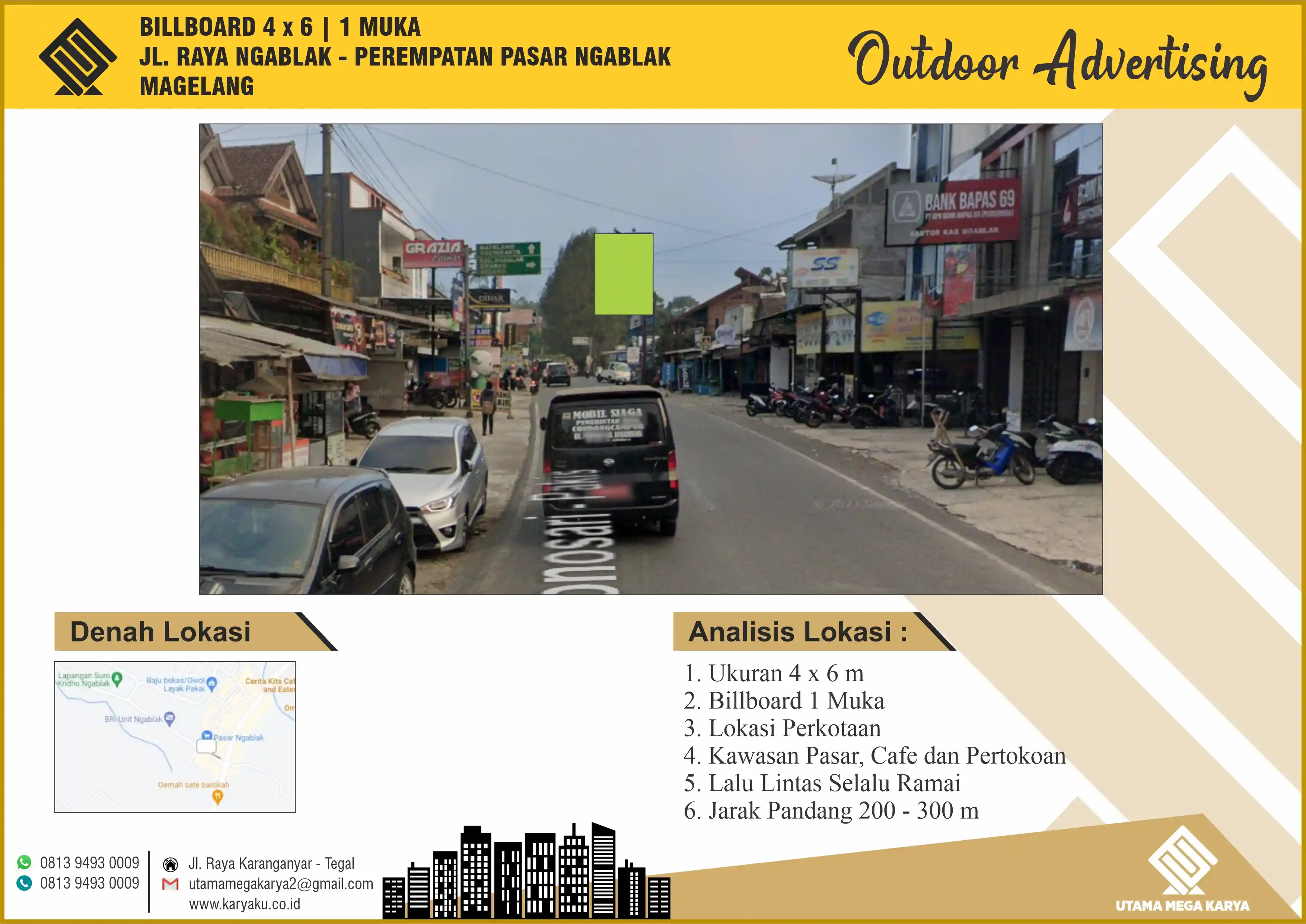 Sewa Titik Billboard di Magelang, Jl. Raya Ngablak - Perempatan Pasar Ngablak, Magelang