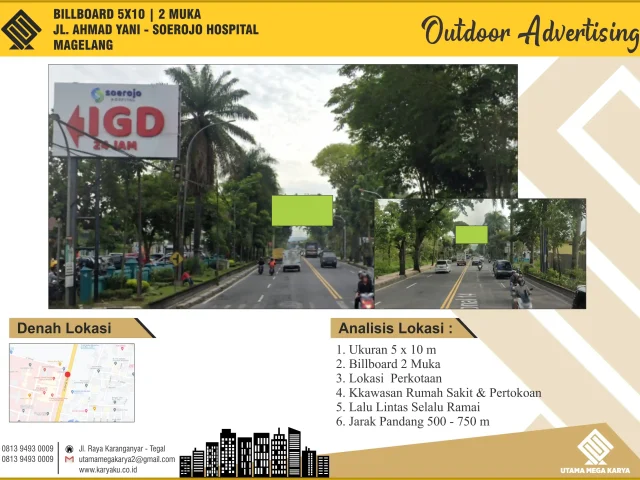 Sewa Titik Billboard di Magelang, Jl. Ahmad Yani - Soerojo Hospital, Magelang