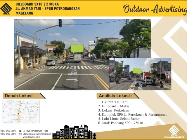 Sewa Titik Billboard di Magelang, Jl. Ahmad Yani - SPBU Potrobongsan, Magelang