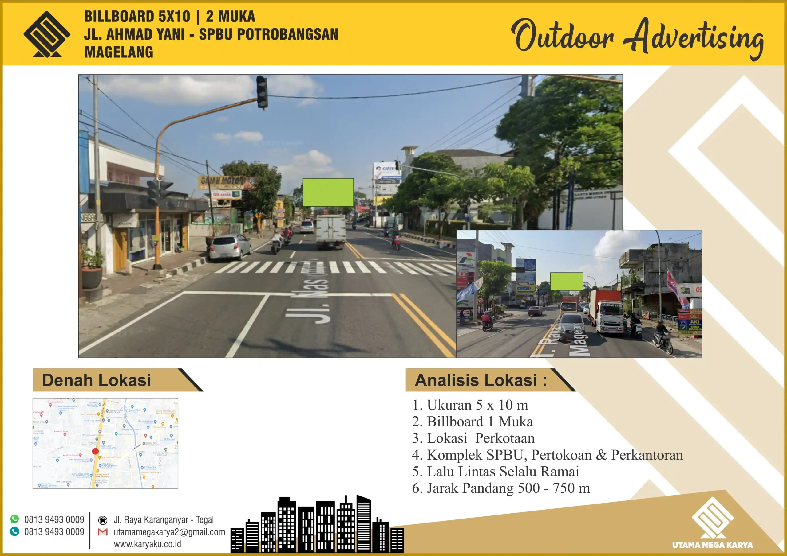 Sewa Titik Billboard di Magelang, Jl. Ahmad Yani – SPBU Potrobongsan, Magelang