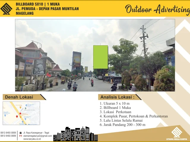 Sewa Titik Billboard di Magelang, Jl. Pemuda (Depan pasar muntilan), Magelang