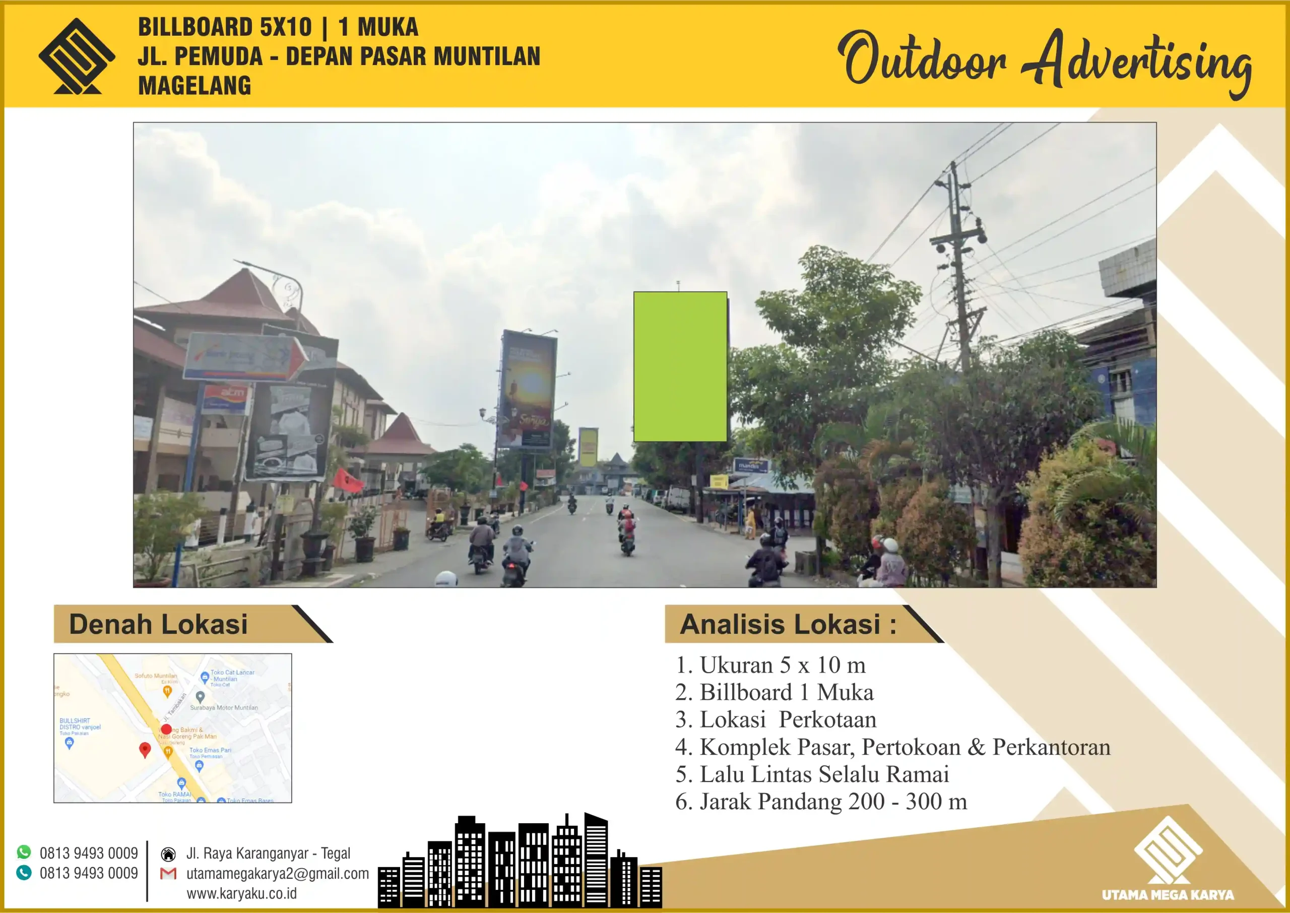 Sewa Titik Billboard di Magelang, Jl. Pemuda (Depan pasar muntilan), Magelang