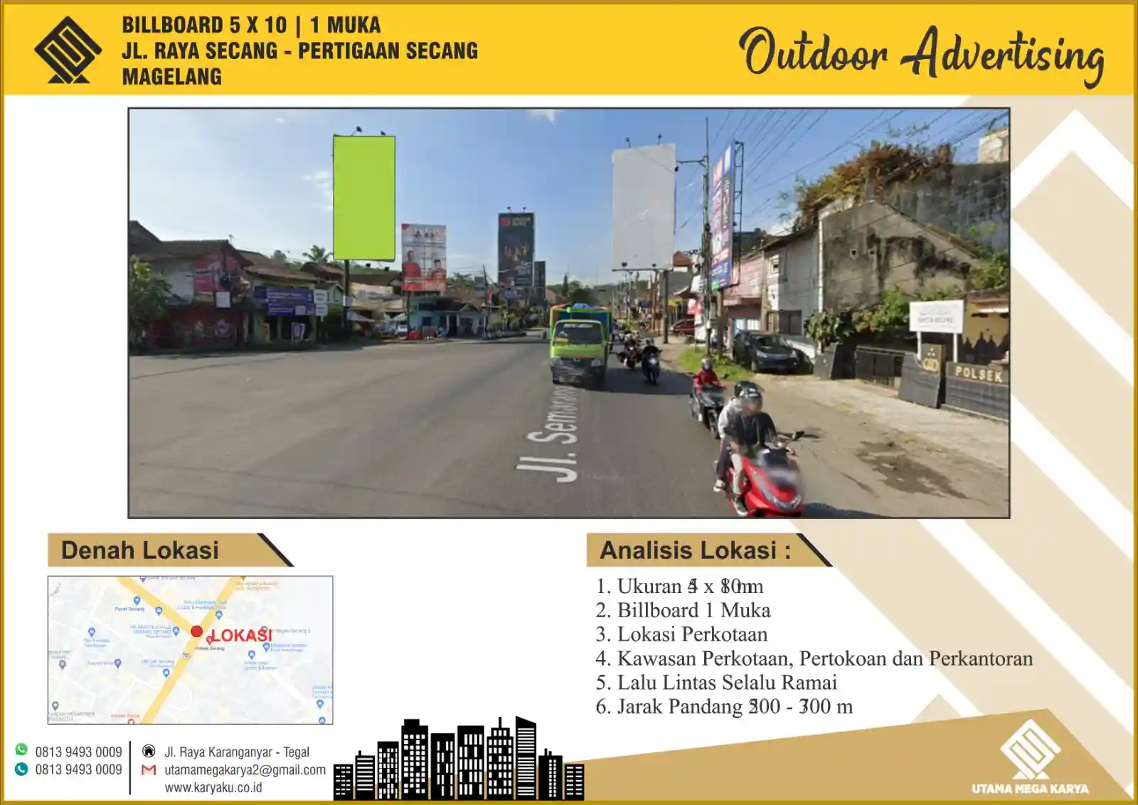 Sewa Titik Billboard di Magelang, Jl. Raya Secang – Pertigaan Secang, Magelang