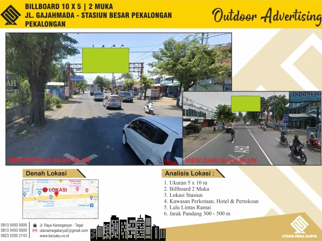 Sewa Titik Billboard di Pekalongan, Jl. Gajah Mada - Stasiun Besar Pekalongan, Pekalongan
