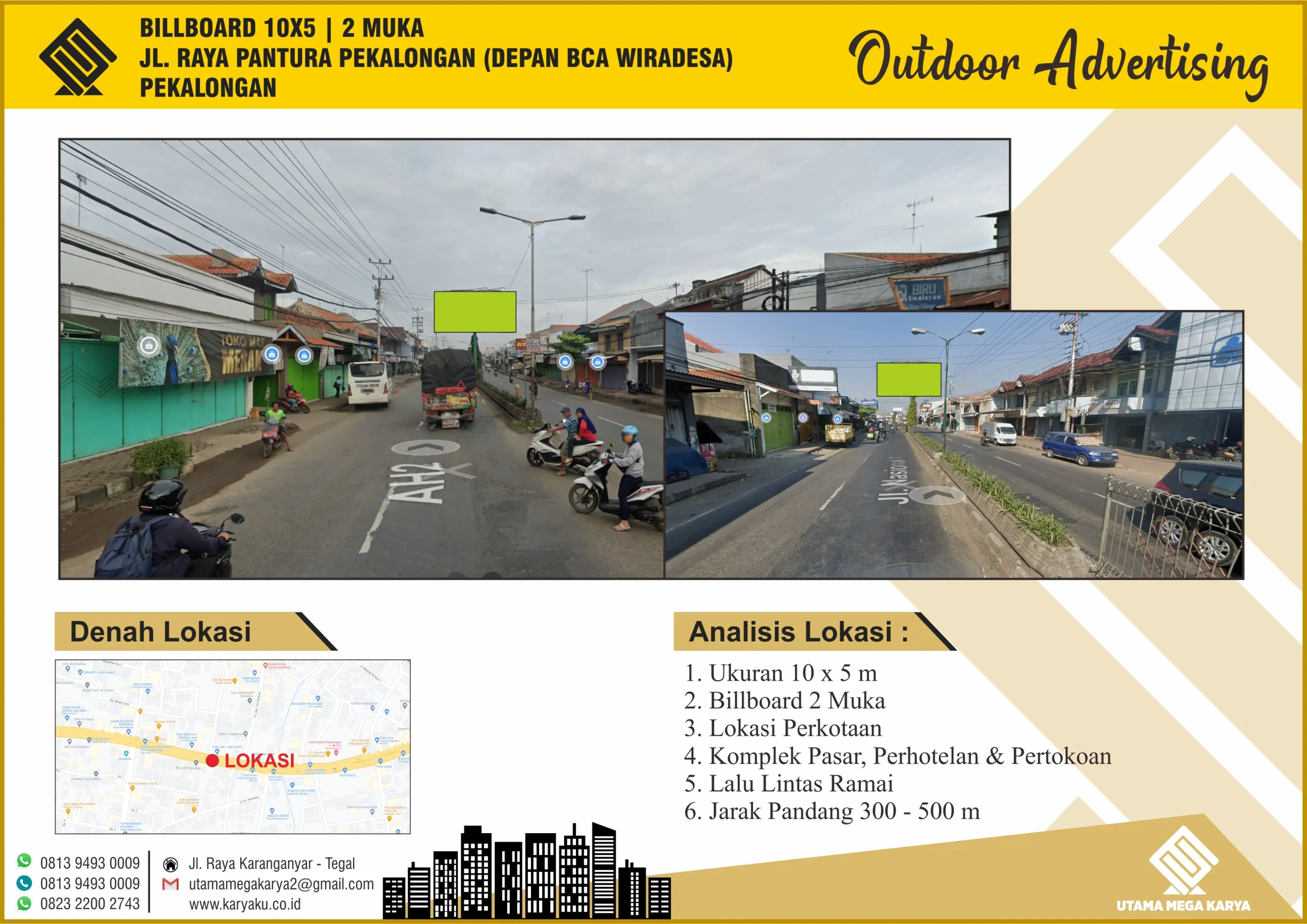 Sewa Titik Billboard di Pekalongan, Jl. Raya Pantura Pekalongan (Depan BCA Wiradesa), Pekalongan