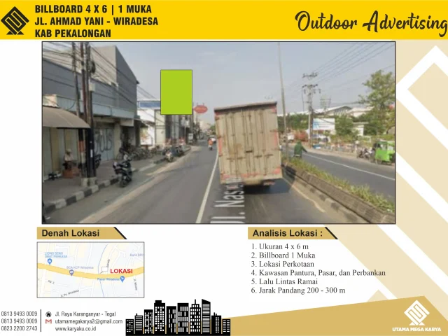 Sewa Titik Billboard di Pekalongan, Jl. Ahmad Yani - Wiradesa Kab. Pekalongan , Pekalongan