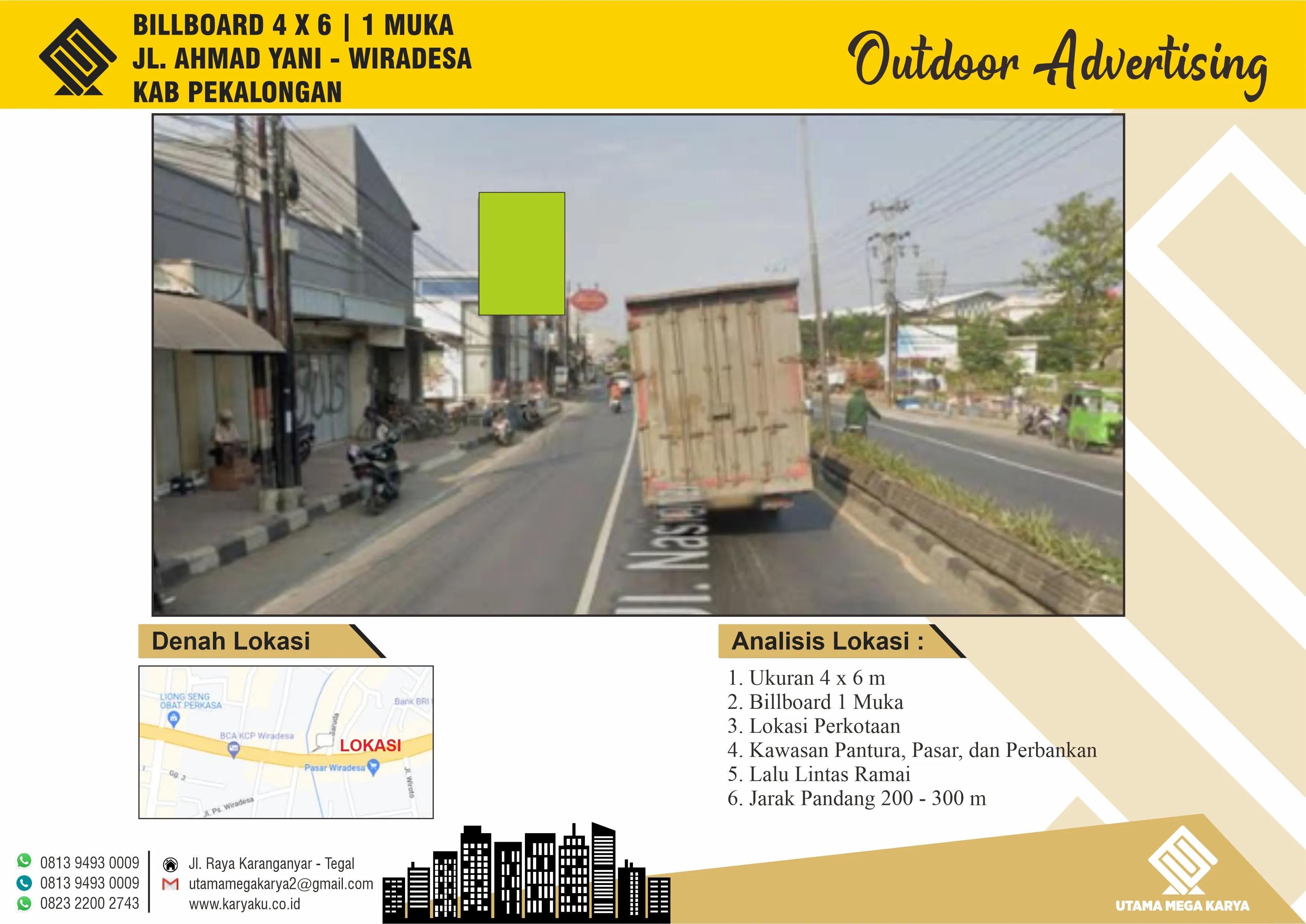 Sewa Titik Billboard di Pekalongan, Jl. Ahmad Yani - Wiradesa Kab. Pekalongan , Pekalongan
