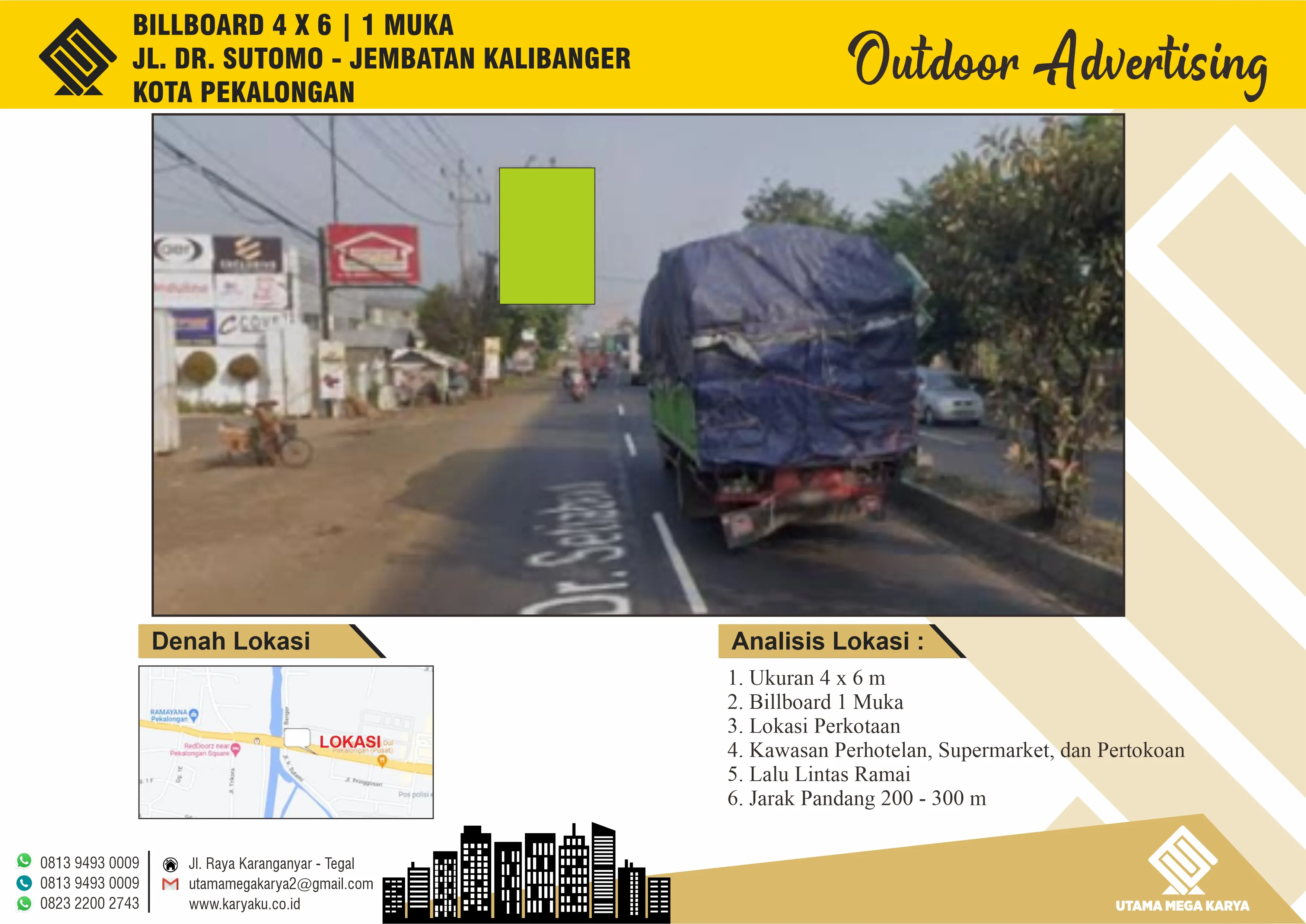 Sewa Titik Billboard di Pekalongan, Jl. DR. Sutomo - Jembatan Kalibanger, Kota Pekalongan