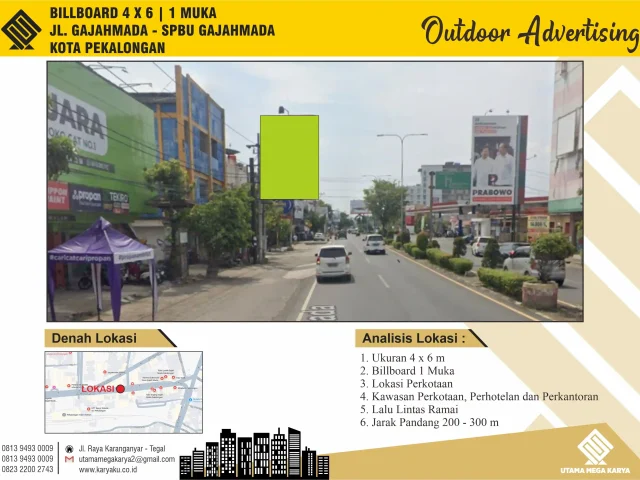 Sewa Titik Billboard di Pekalongan, Jl. Gajah Mada - SPBU Gajah Mada, Kota pekalongan
