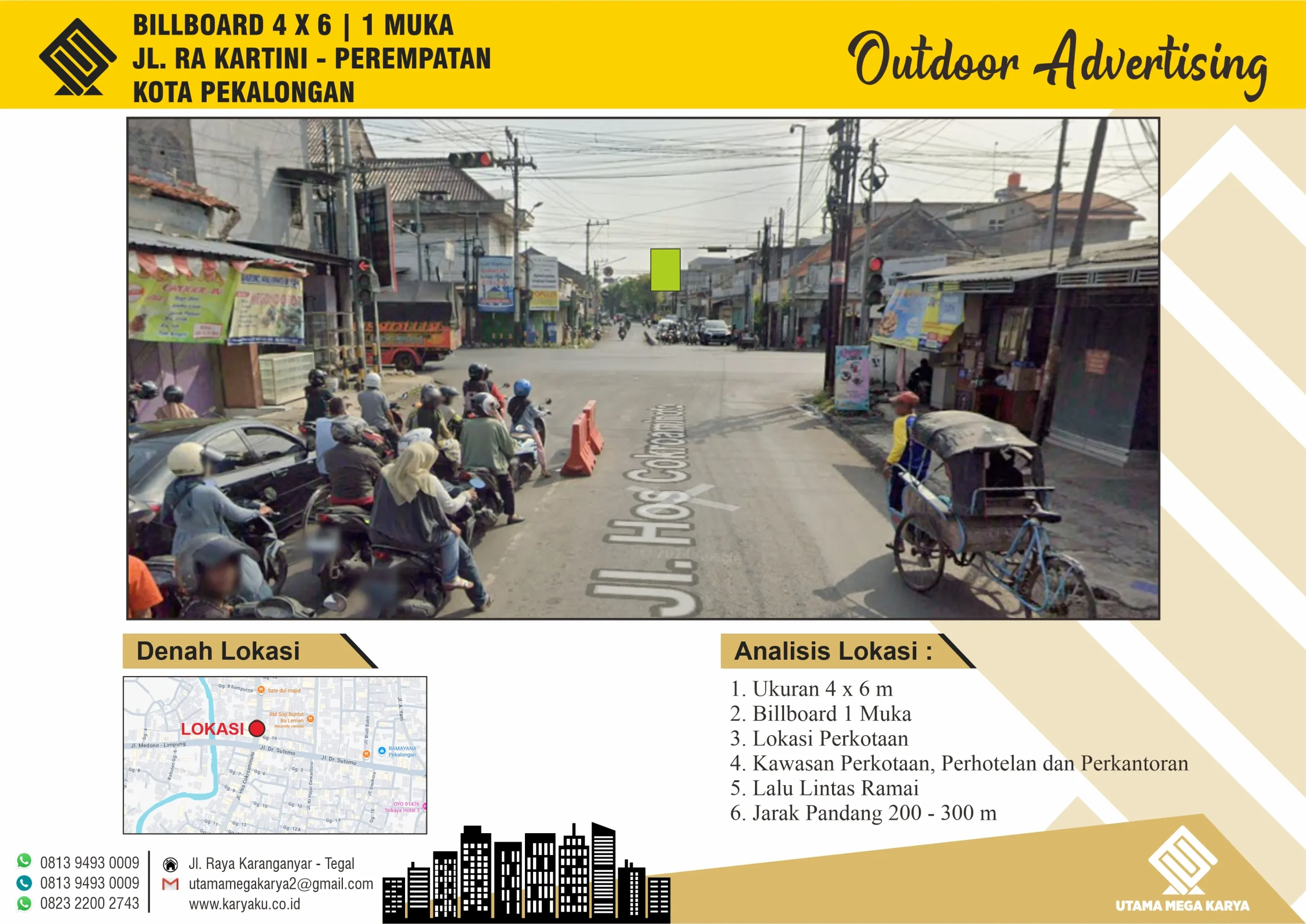 Sewa Titik Billboard di Pekalongan, Jl. RA Kartini – Perempatan, Kota Pekalongan
