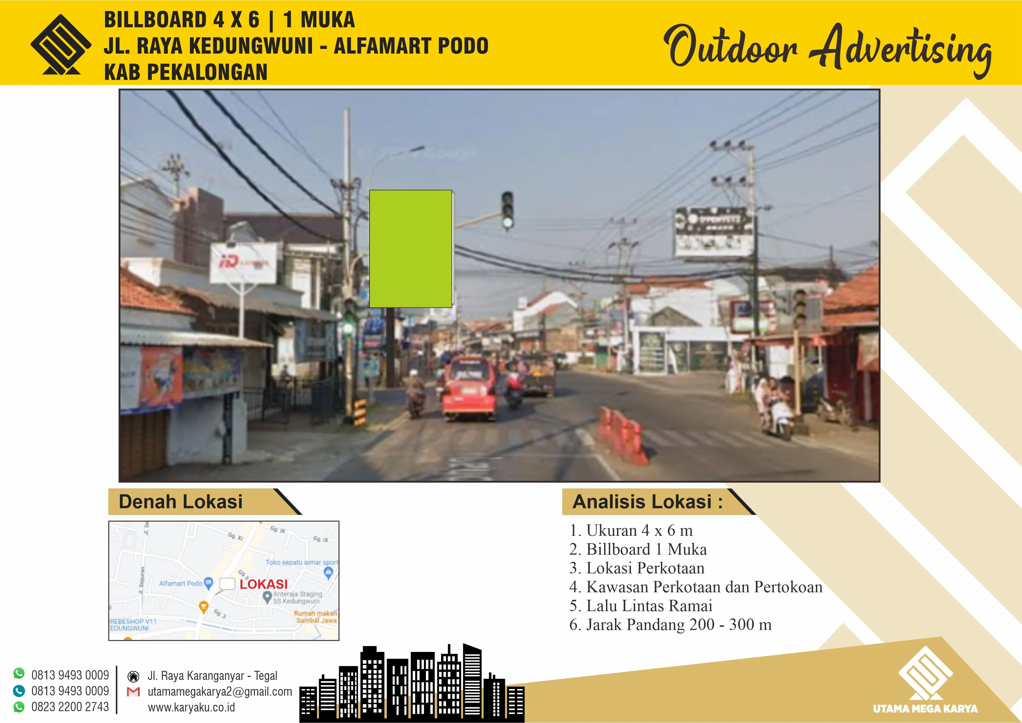 Sewa Titik Billboard di Pekalongan, Jl. Raya Kedungwuni - Alfamart Podo Kab. Pekalongan, Pekalongan