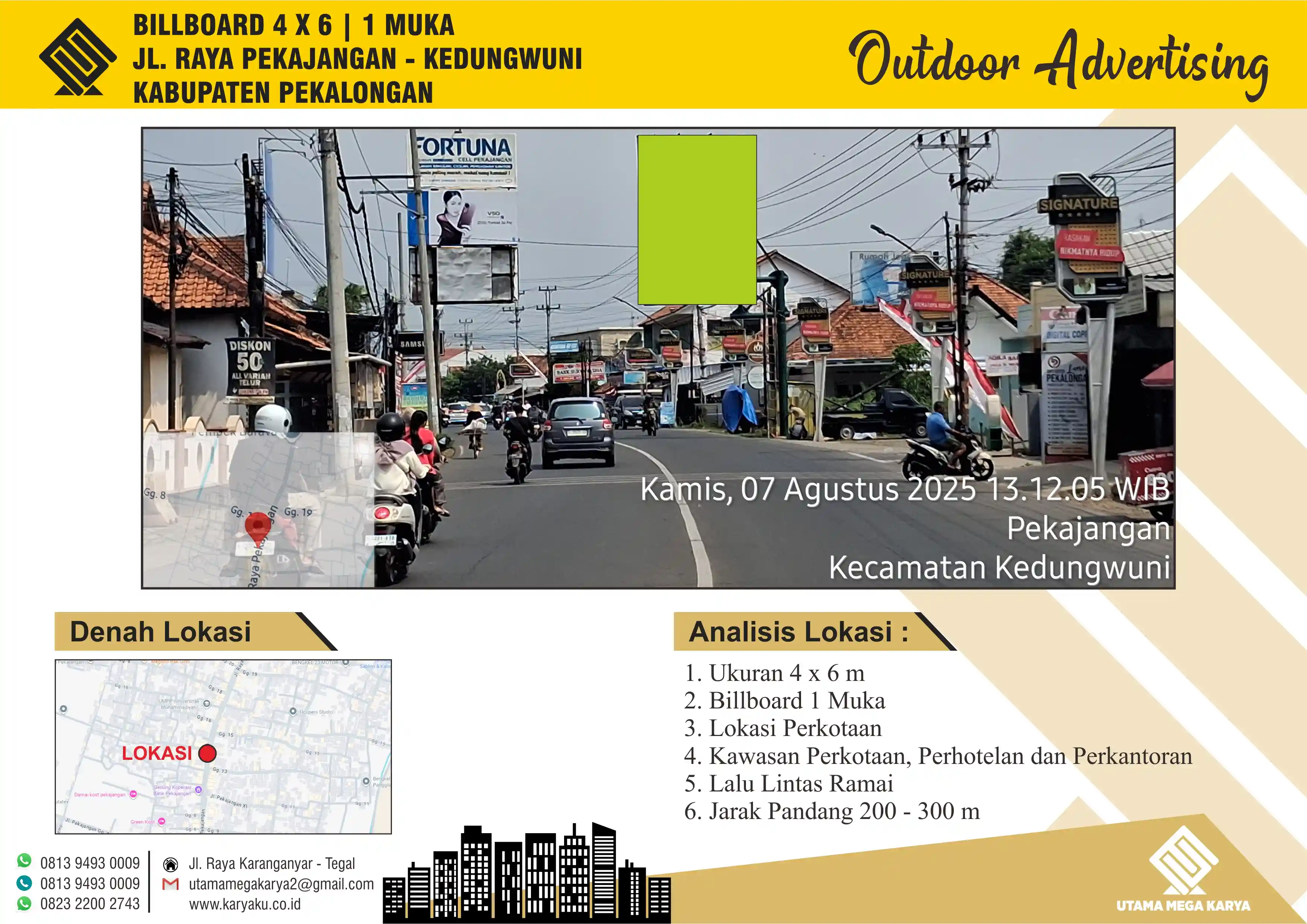 Sewa Titik Billboard di Pekalongan, Jl. Raya Pekajangan - Kedungwuni, Kab. Pekalongan