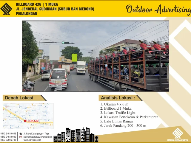Sewa Titik Billboard di Pekalongan, Jl. Jendral Sudirman (Subur Ban Mendono), Pekalongan