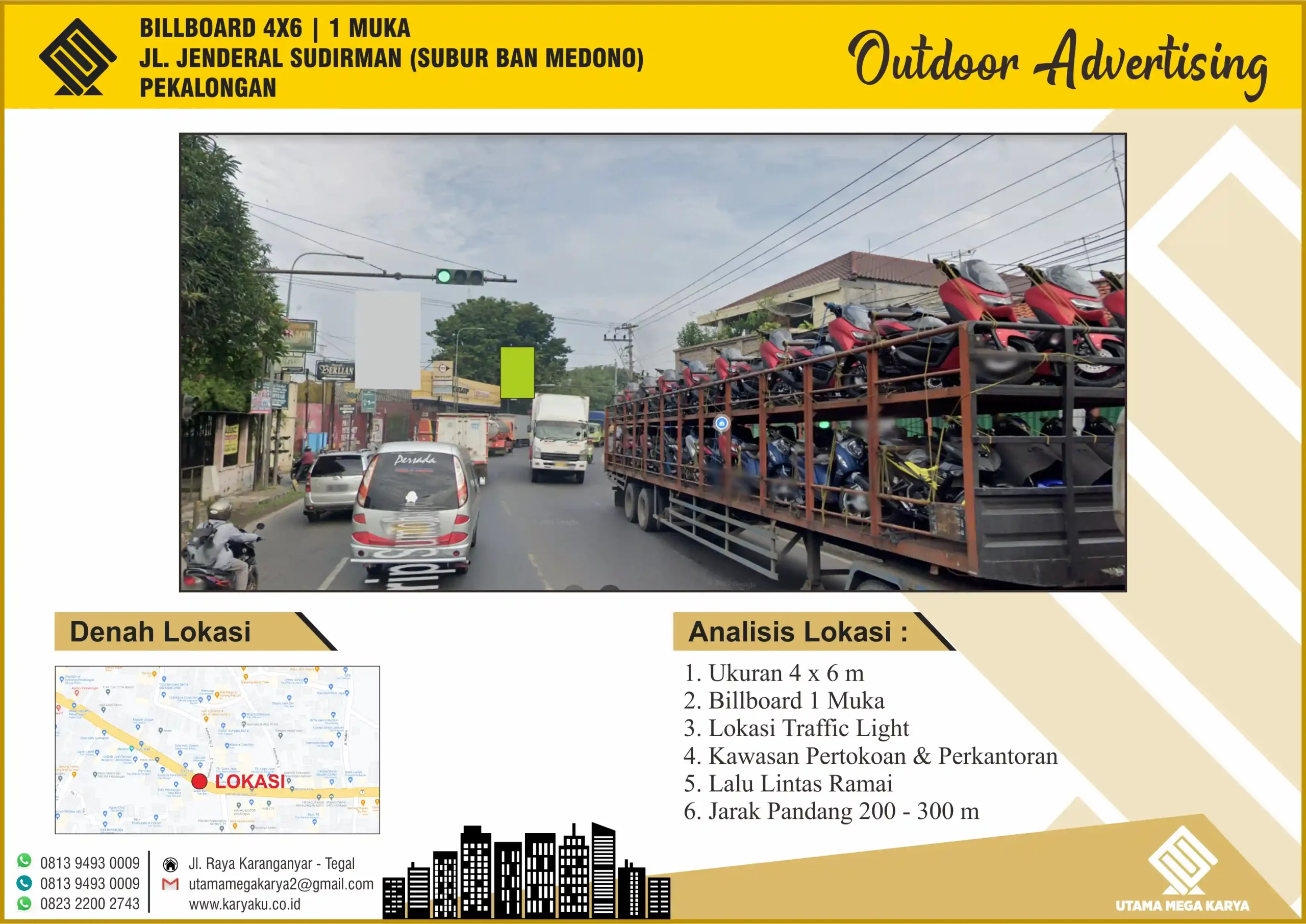 Sewa Titik Billboard di Pekalongan, Jl. Jendral Sudirman (Subur Ban Mendono), Pekalongan