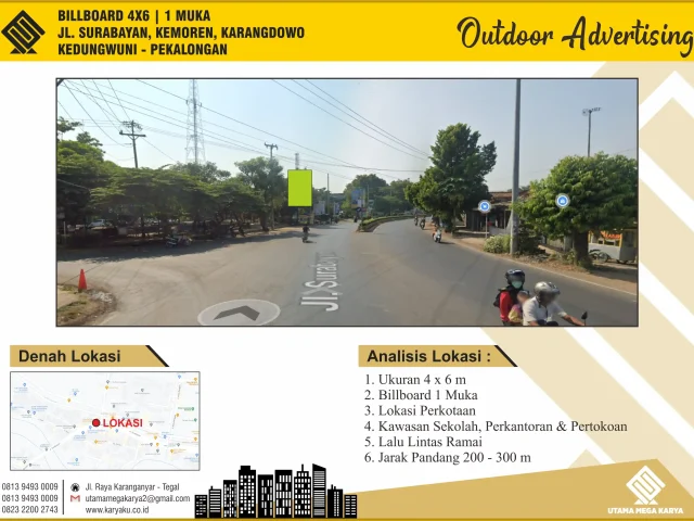 Sewa Titik Billboard di Pekalongan, Jl. Surabayan, Komoren, Karangdowo Kedungwuni - Pekalongan