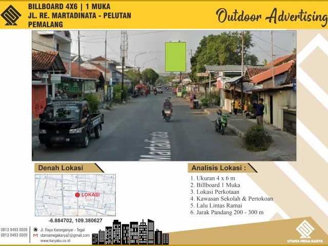 Sewa Titik Billboard di Pemalang, Jl. R.E. Martadinata, Pelutan, Kec. Pemalang, Kabupaten Pemalang