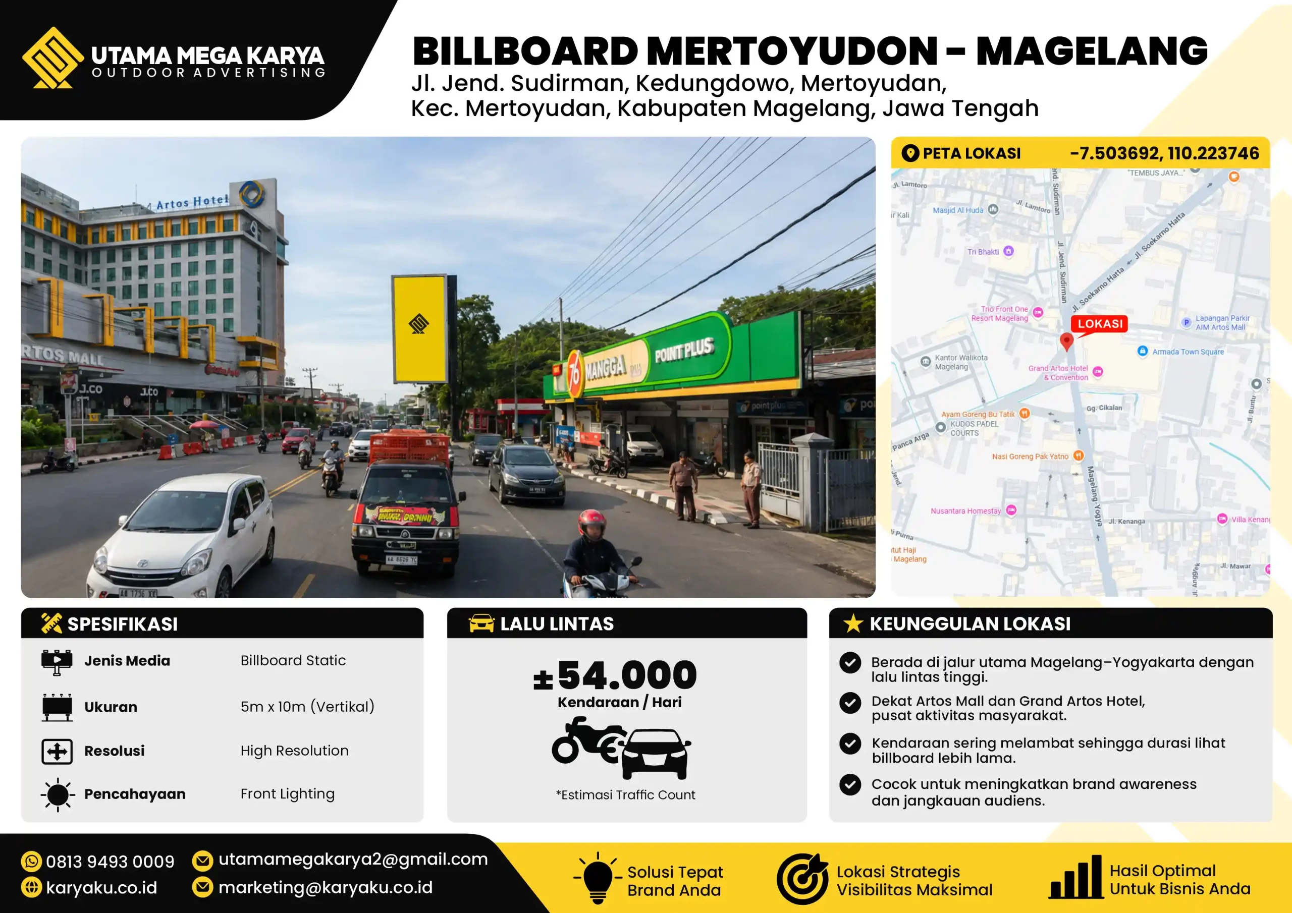 Sewa Titik Billboard di Magelang, Jl. Jend. sudirman, kedungdowo, Mertoyudan, Kec.Mertoyudan, kabupaten Magelang. Jawa Tengah