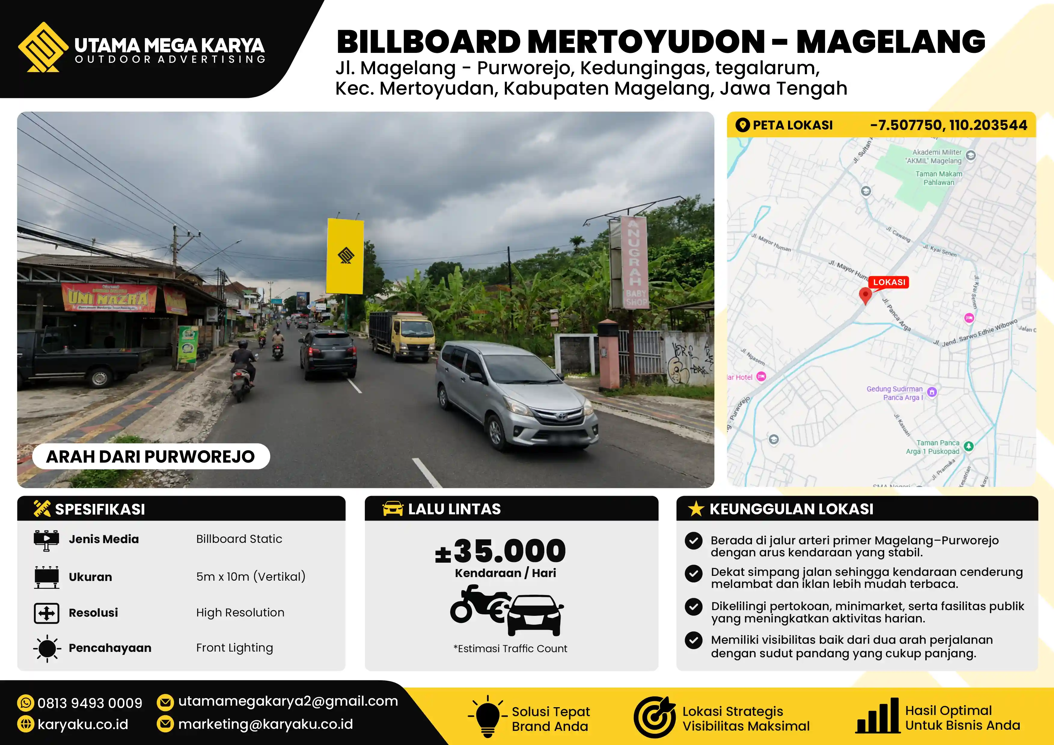 Sewa Titik Billboard di Magelang, Jl. JI.Magelang - Purworejo Kedungingas, tegalarum, Kec. Mertoyudan, Kabupaten Magelang. Jawa Tengah