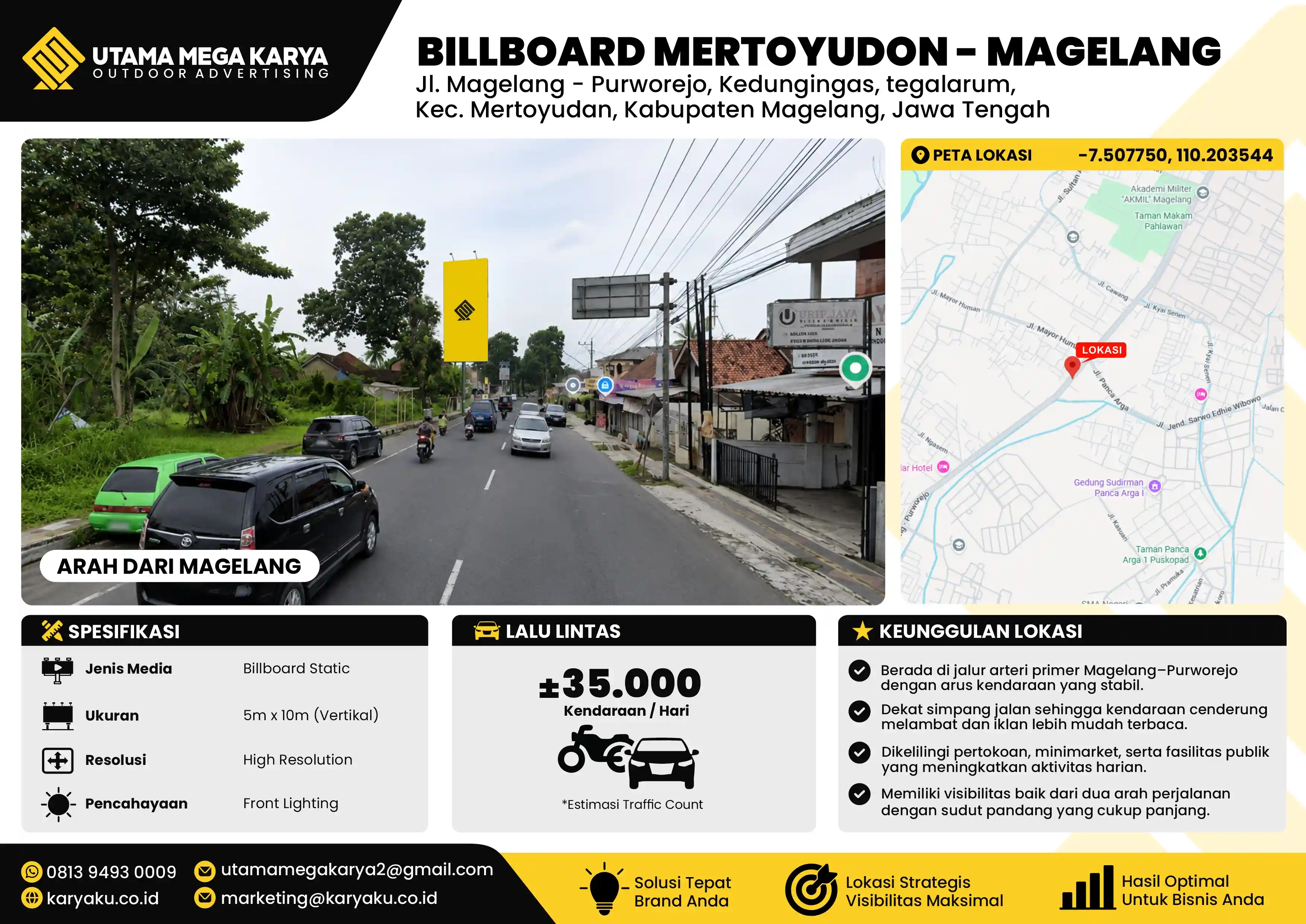 Sewa Titik Billboard di Magelang, JI.Magelang - Purworejo Kedungingas, tegalarum, Kec. Mertoyudan, Kabupaten Magelang. Jawa Tengah