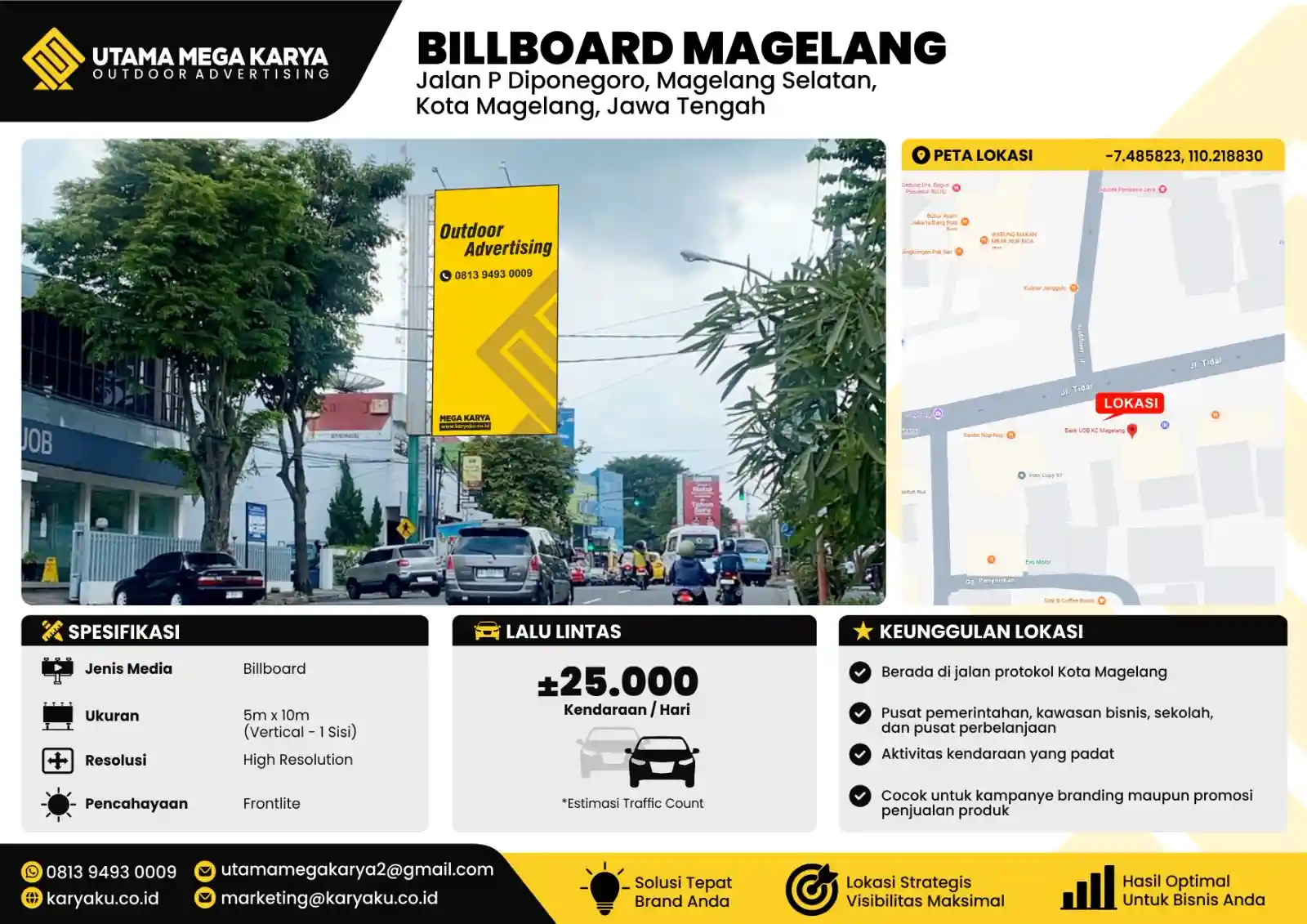 Sewa Titik Billboard di Magelang, Jalari P Diponegoro, Magelang selatan, Kota  Magelang. Jawa Tengah
