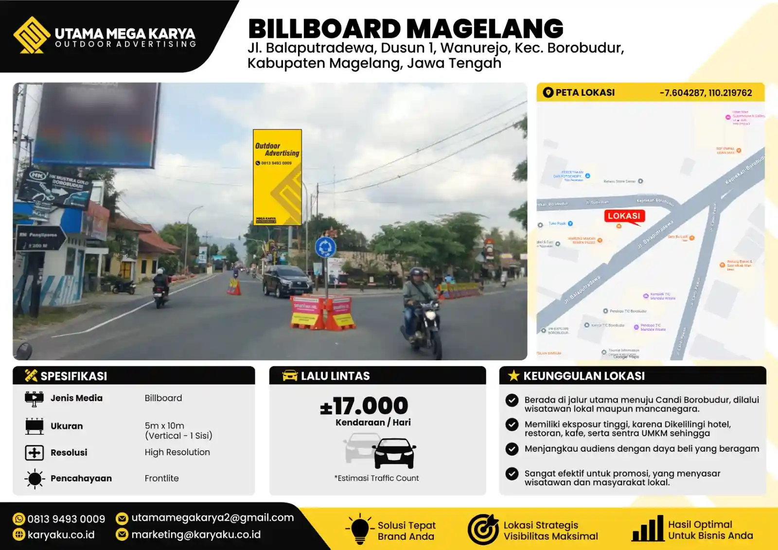 Sewa Titik Billboard di Magelang, Jl. Pahlawan - Monumen 0 KM, Kab. Pekalongan, Pekalongan