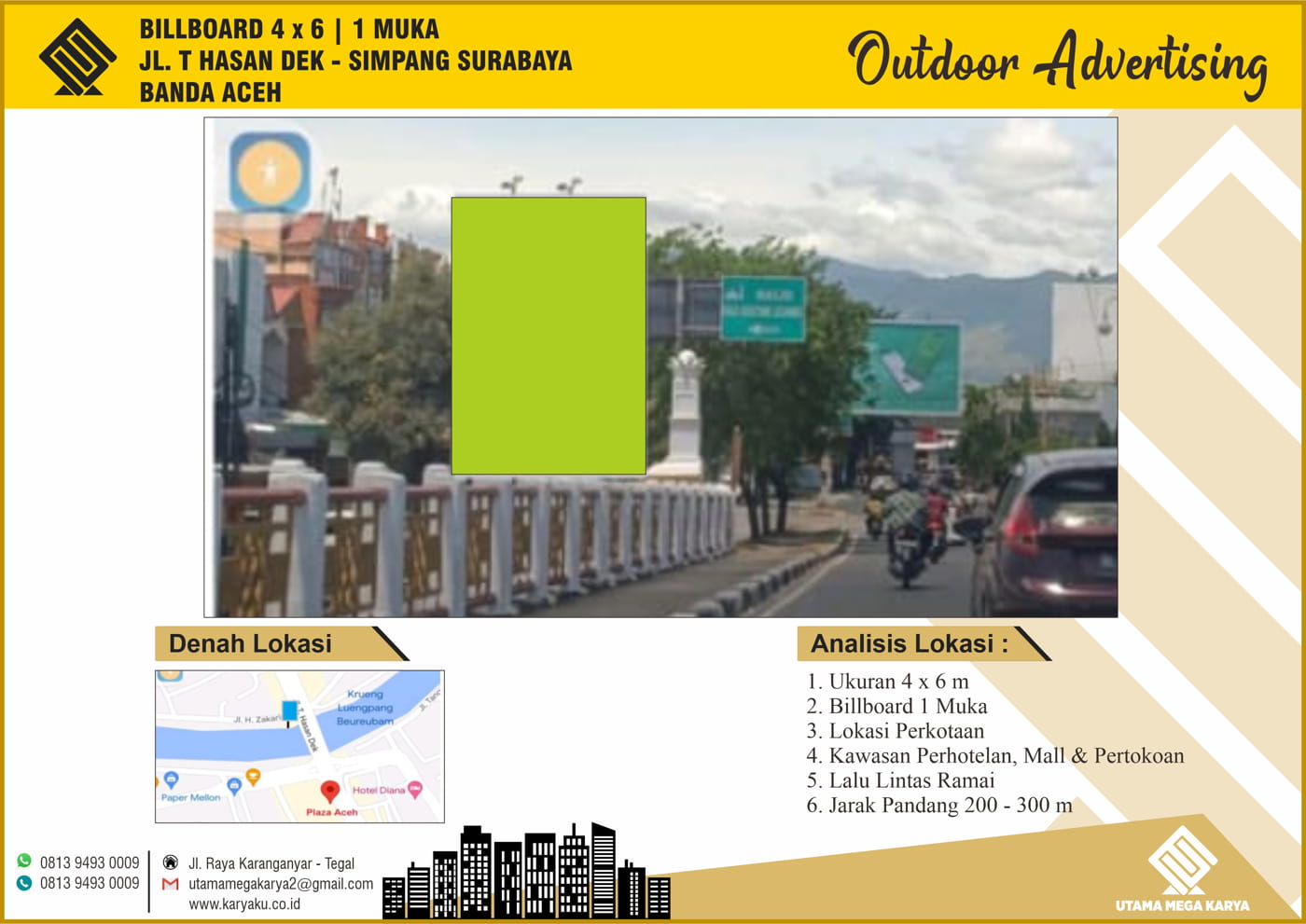 Sewa Titik Billboard di Aceh, Jl. Tuan Hasan Dek, Simpang Surabaya, Banda Aceh.
