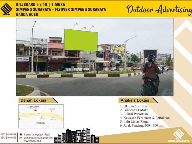 Sewa Titik Billboard di Aceh, Simpang Surabaya - Flyover Simpang Surabaya, Kec.Lueng Bata, Banda Aceh.