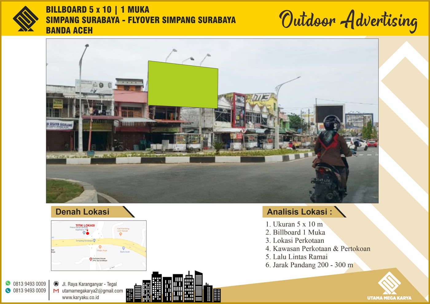 Sewa Titik Billboard di Aceh, Simpang Surabaya - Flyover Simpang Surabaya, Kec.Lueng Bata, Banda Aceh.