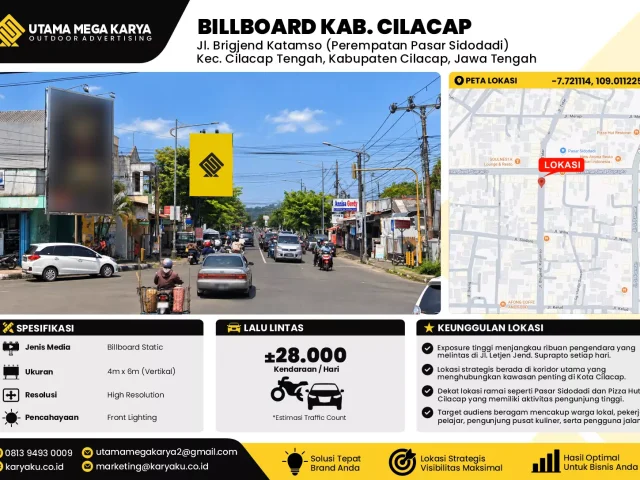 Sewa Titik Billboard di Jalan Brigjend Katamso perempatan pasar sidodadi kec cilacap tengah kabupaten cilacap jawa tengah