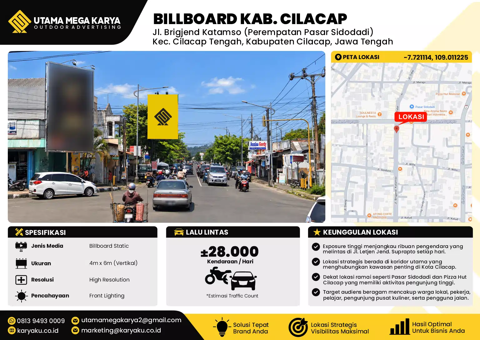Sewa Titik Billboard di Jalan Brigjend Katamso perempatan pasar sidodadi kec cilacap tengah kabupaten cilacap jawa tengah