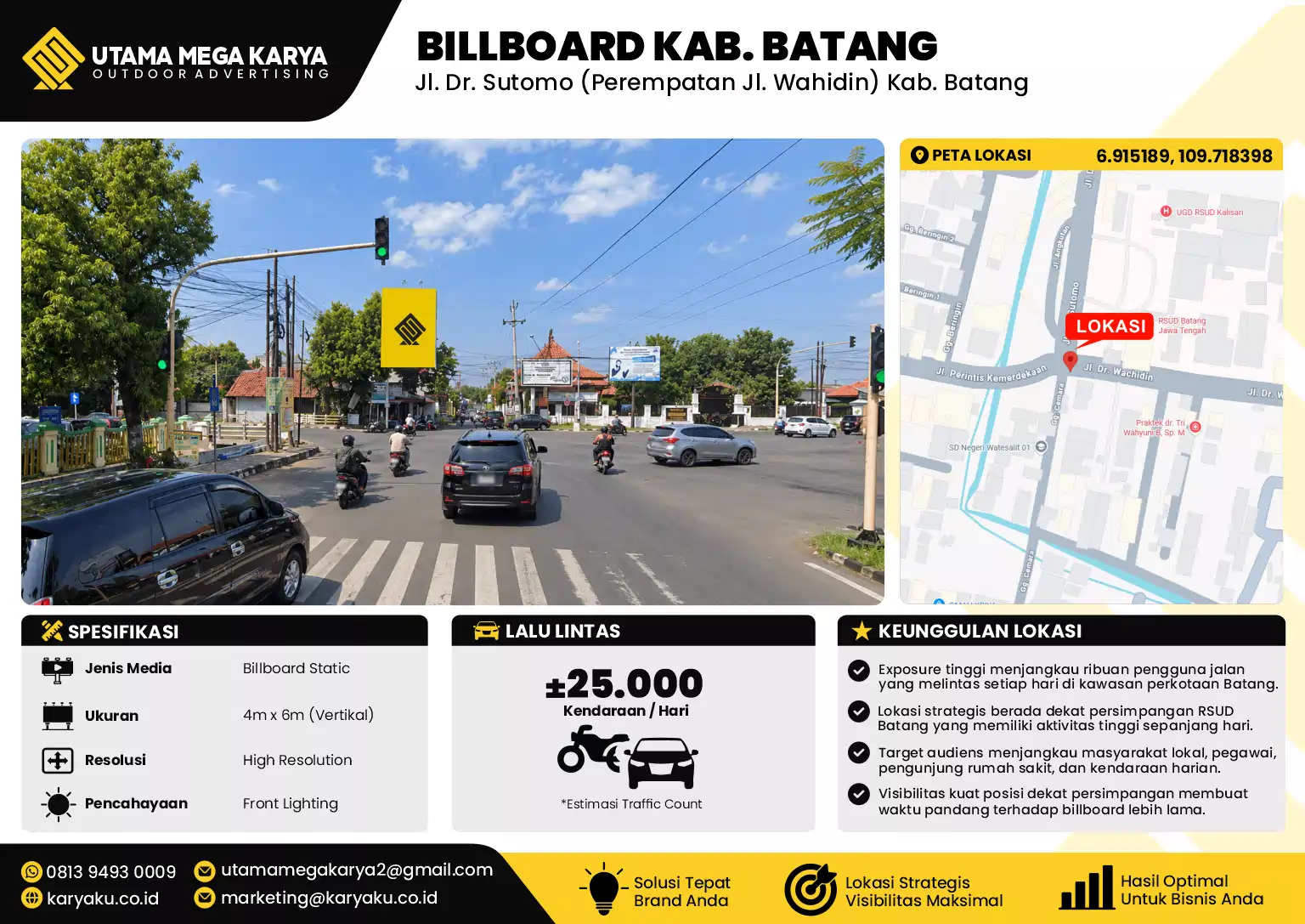 Sewa Titik Baliho dan Billboard di Jl. Dr. Sutomo (Perempatan Jl. Wahidin), RSUD Batang, Kab. Batang