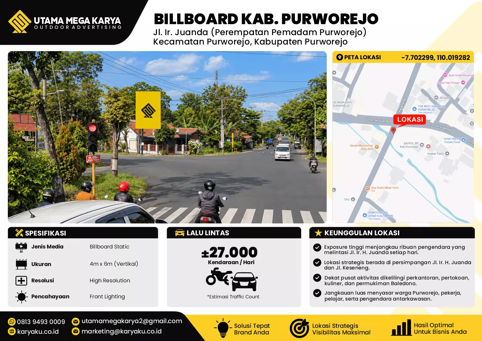 Sewa Titik Billboard di Jalan Ir Juanda Perempatan Pemadam Purworejo Kecamatan Purworejo Kabupaten Purworejo, Purwokerto