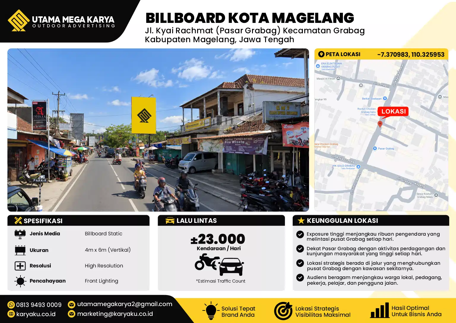 Sewa Titik Billboard di Jalan Kyai Rachmat Pasar Grabag Kecamatan Grabag Kabupaten Magelang Jawa Tengah