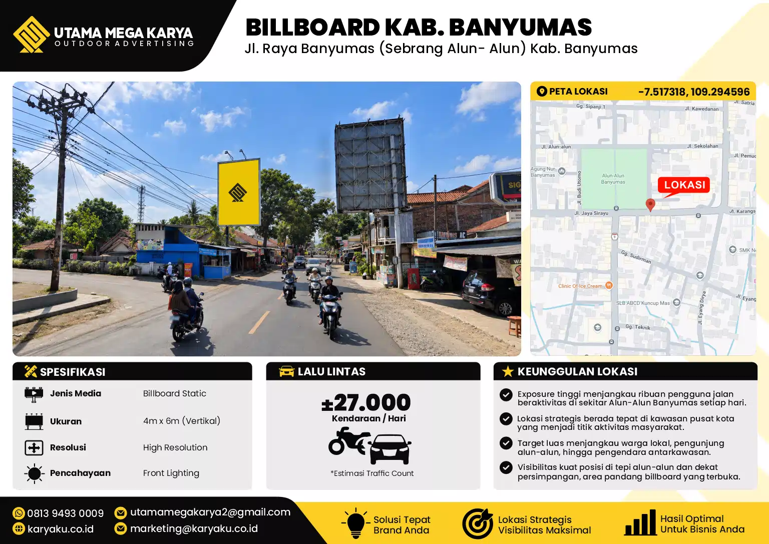 Sewa Titik Baliho dan Billboard di Jl. Raya Banyumas (Sebrang Alun- Alun) Kab. Banyumas