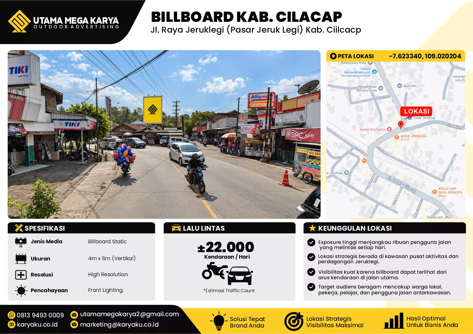 Sewa Titik Baliho dan Billboard di Jl. Raya Jeruklegi (Pasar Jeruk Legi) Kab. Ciilcacp, Cilacap