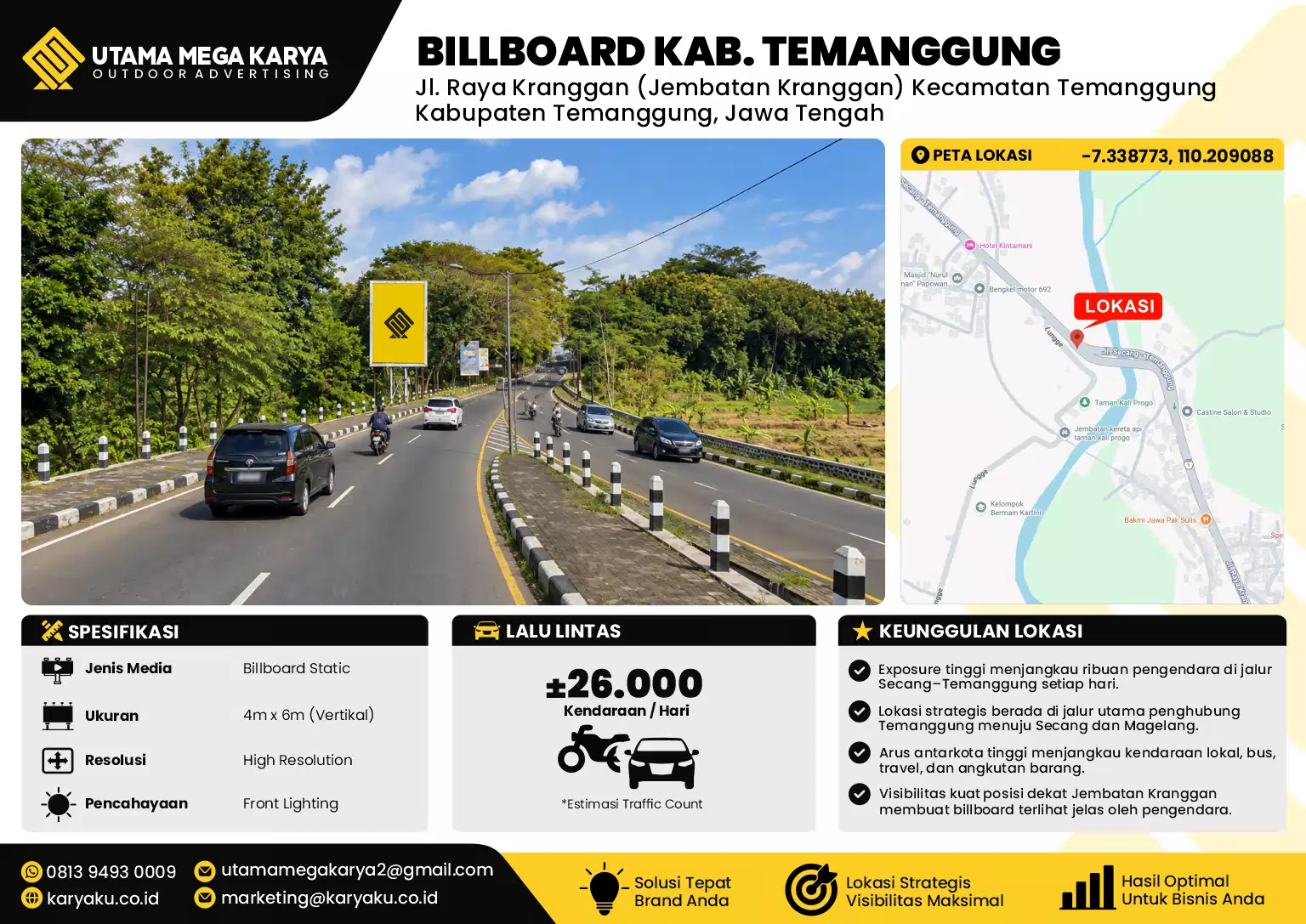 Sewa Titik Billboard di Jalan Raya Kranggan Jembatan Kranggan Kecamatan Temanggung kabupaten temanggung jawa Tengah