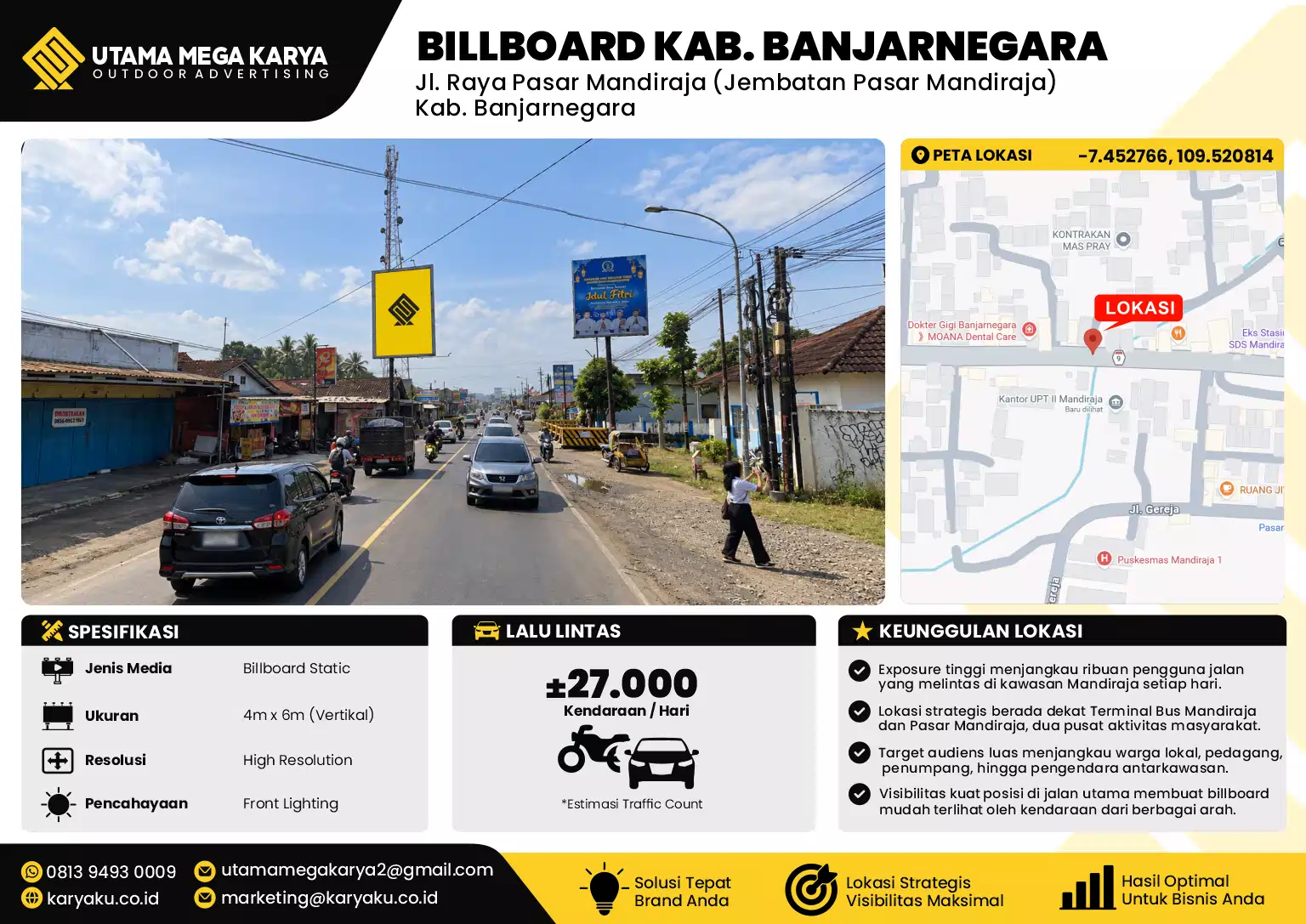 Sewa Titik Baliho dan Billboard di Jl. Raya Pasar Mandiraja (Jembatan Pasar Mandiraja) Kab. Banjarnegara