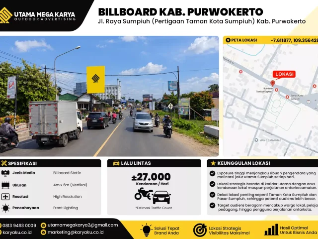 Sewa Titik Baliho dan Billboard di Jl. Raya Sumpiuh (Pertigaan Taman Kota Sumpiuh) Kab. Purwokerto