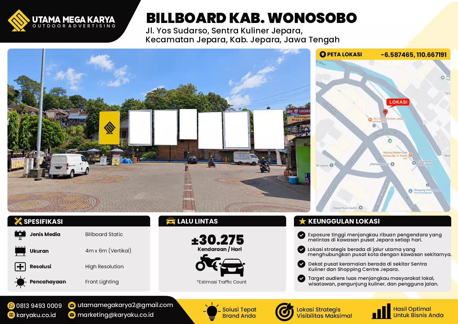 Sewa Titik Billboard di Jl. Yos Sudarso, Sentra Kuliner Jepara, Kecamatan Jepara, Kab. Jepara, Jawa Tengah